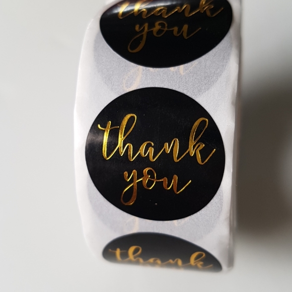 3/25$ 200 pcs Black & Gold Thank You Stickers 1" Inch - Picture 9 of 13